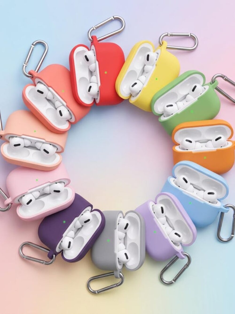 Silicone AirPods Pro/Pro 2 Case - Shockproof Cover with Keychain